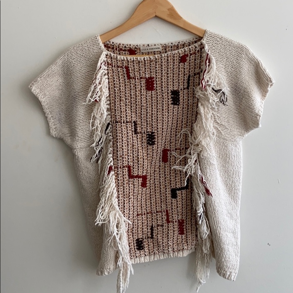 UIla Johnson fringe knit top M